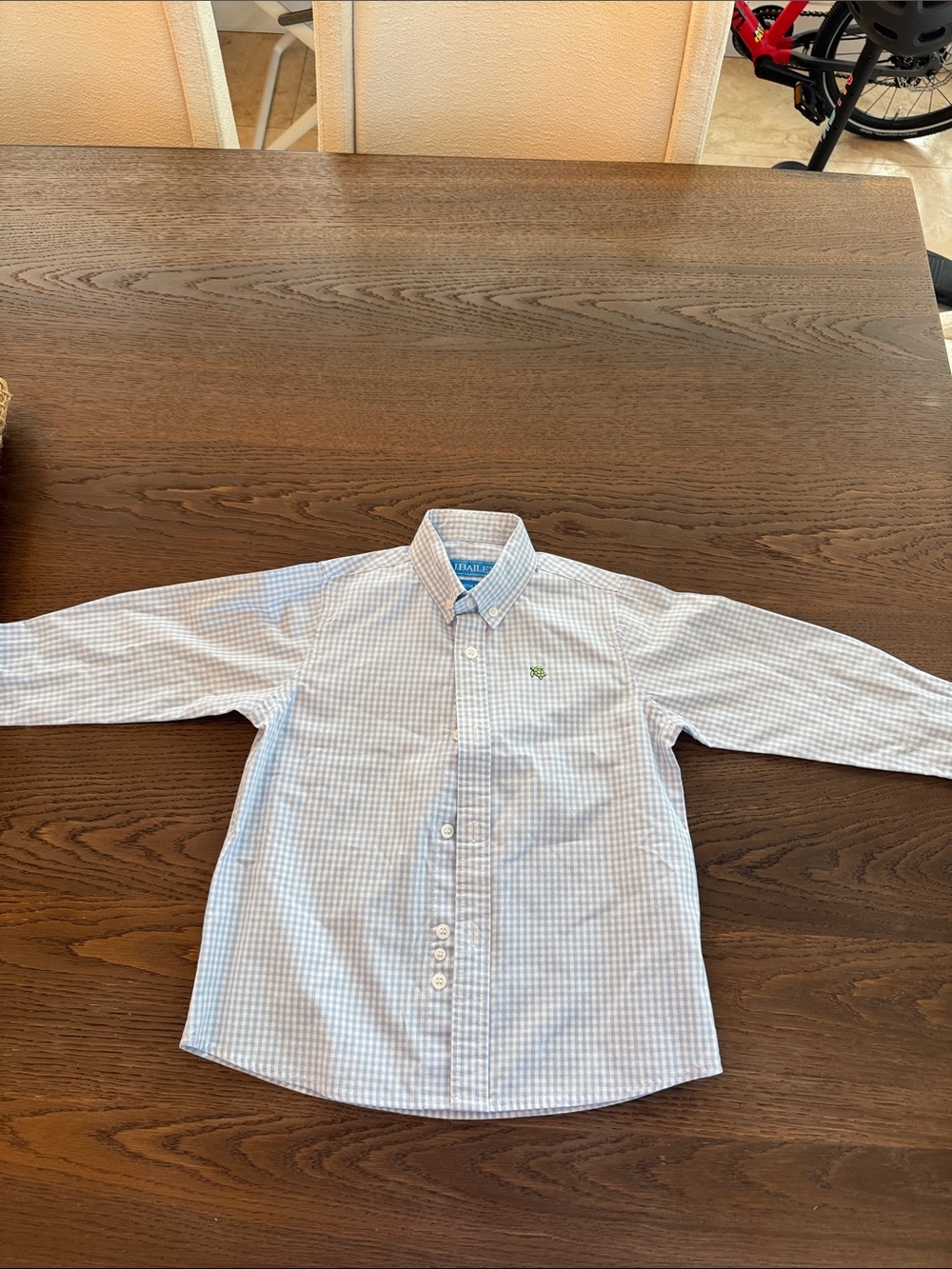 Boys Light Blue Gingham Button-Down Shirt